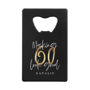 60e anniversaire moderne et élégant, noir et or