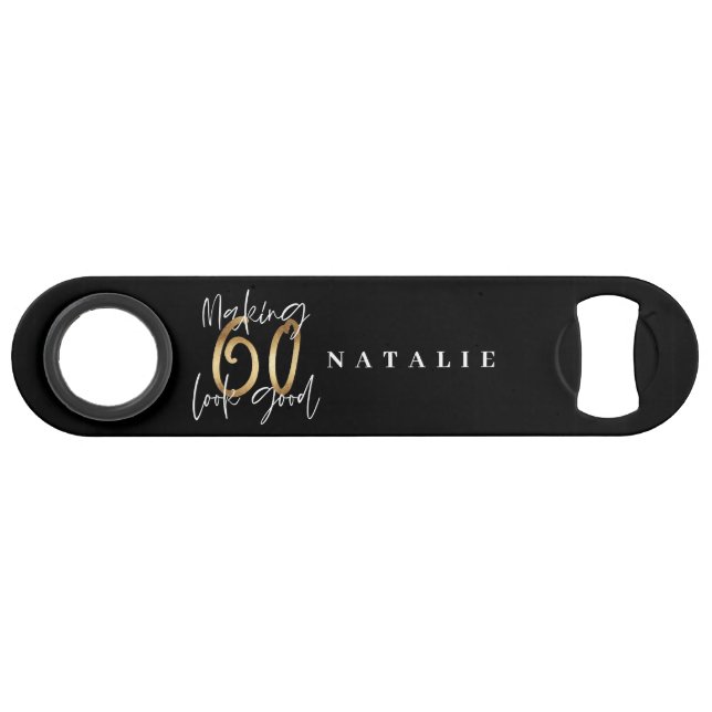 60e anniversaire moderne et élégant, noir et or (Devant (Horizontal))