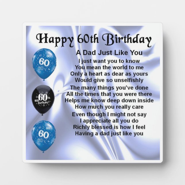 60e anniversaire Papa Poem Plaque (Devant)