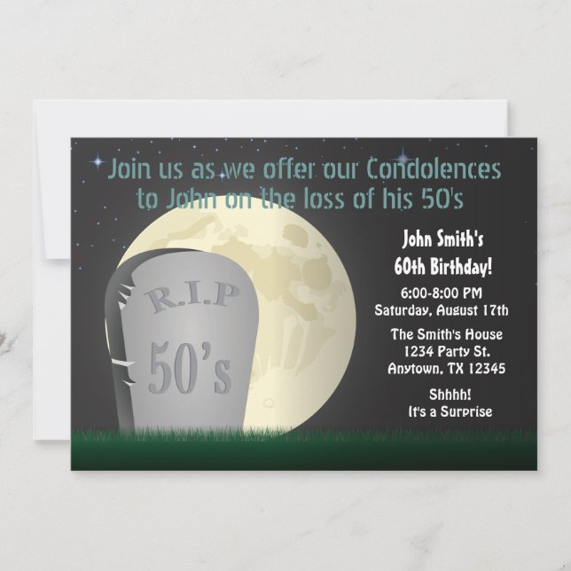 60e anniversaire RIP les années 50 Invitation (Devant)