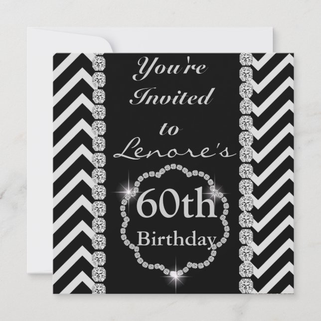 60e CHEVRON RHINESTONE REGARDE Invitation d'annive (Devant)