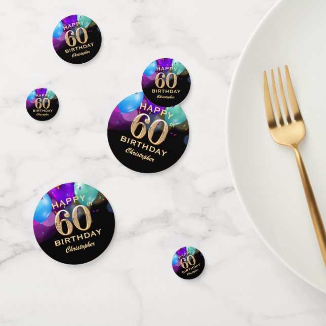 60e fête d'anniversaire Confetti noir et or (Groupe)