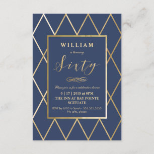 60e Invitation d'anniversaire - Gold, Elégant, Sma