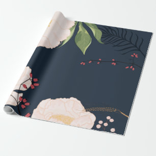 60lb Wrapping Paper Roll Baby Pink Cosmos on White