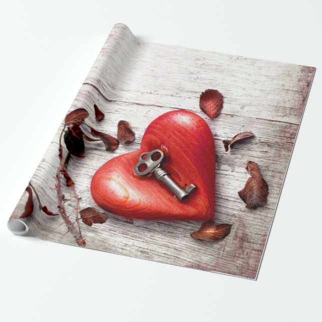 60lb Wrapping Paper Roll Country Wood Key to my He (Unrolled)