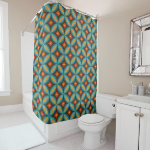 60s 70s mod retro pattern shower curtain