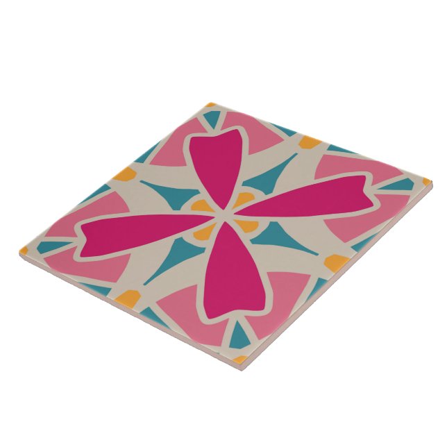 60s 70s retro pattern ceramic tile (Side)