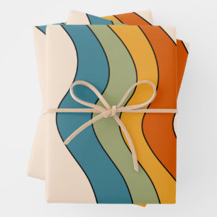60s 70s Retro stripes  Wrapping Paper Sheet