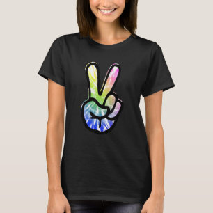 60s 70s Tie Dye Peace Hand Sign   Hippie 1 T-Shirt