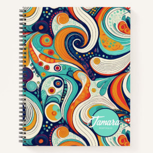 60s 70s Vibe Retro Swirls Abstract Pat#1 ID1069 Notebook