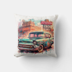60s car throw pillow