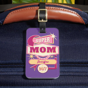 60s Diner Style Super Mom Diner Sign Luggage Tag