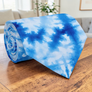 60s Hippie Blue Tie Dye Retro Necktie