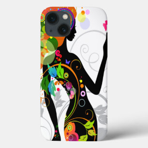 60s Hippie Flower Girl Silhouette iPhone 13 Case