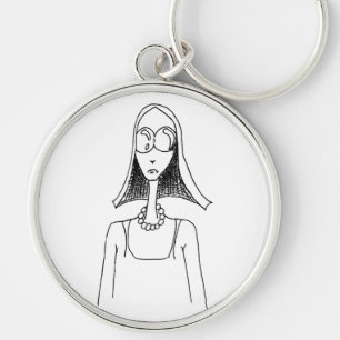 60s Hippie Girl wearing Sunglasses Keychain