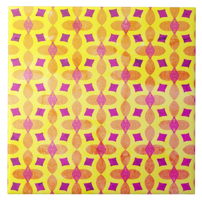 60s Inspired Distressed Yellow Retro Summer Tile (Front)