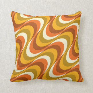 60's orange waves throw pillow
