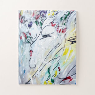 60s Peter Max colorful watercolor Profiles drawing Jigsaw Puzzle