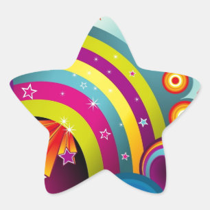 60s Psychedelic Explosion Star Sticker