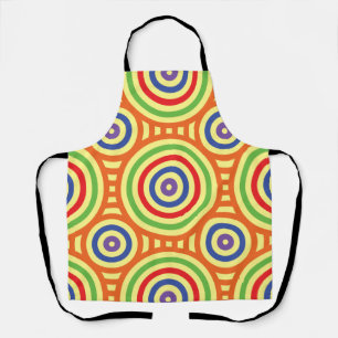 60s Retro Circular Geometric Pattern. Red, Green Apron