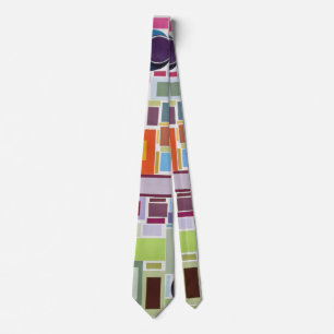 60's Retro Disco Color Collage Mosaic Abstract Tie