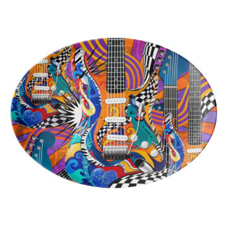 60's Retro Guitar Platter Plate Colour Print Plate
