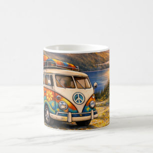 60s Retro Traveler Hippie Bus Camper Van Lake Life Coffee Mug