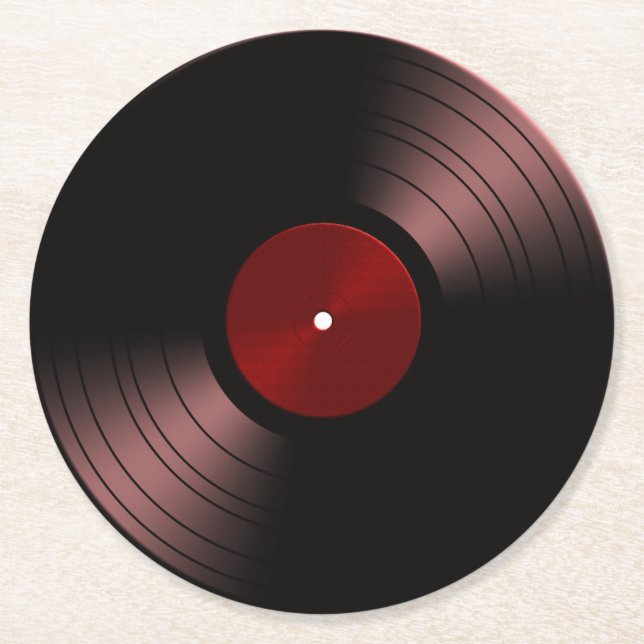 60s Retro Vinyl Record Album Round Paper Coaster (Front)
