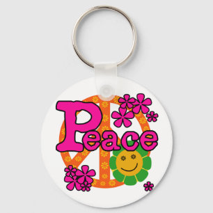 60s Style Peace Keychain