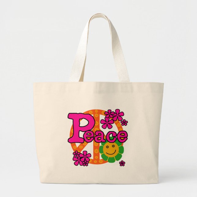 60s Style Peace Large Tote Bag (Front)