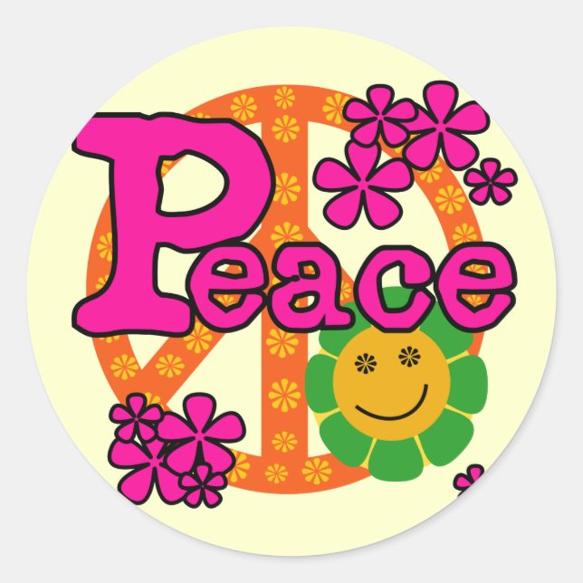 60s Style Peace T-shirts and Gifts Classic Round Sticker (Front)
