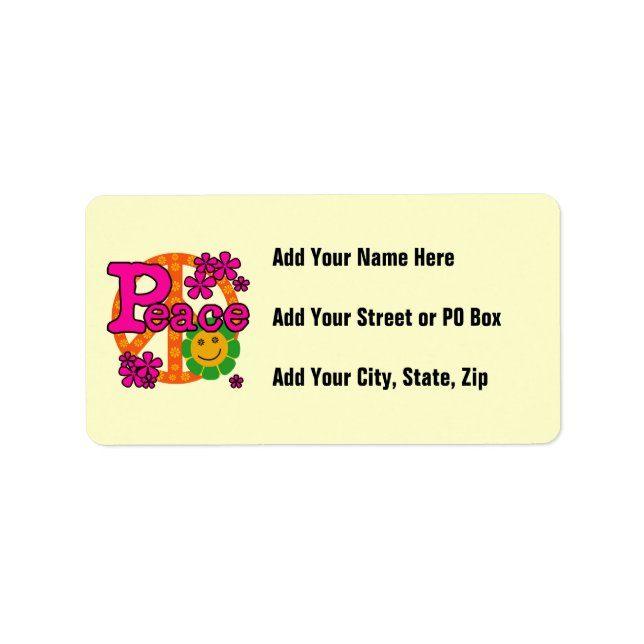60s Style Peace T-shirts and Gifts Label (Front)