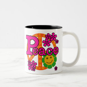 60s Style Peace Two-Tone Coffee Mug