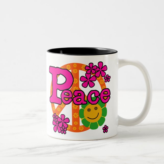 60s Style Peace Two-Tone Coffee Mug (Right)