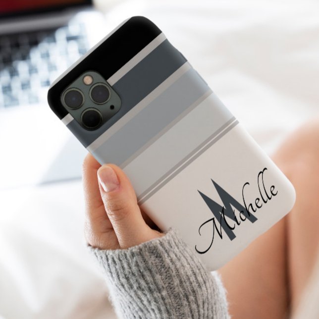 60s stylish monochromatic Stripe pattern monogram Case-Mate iPhone Case (Creator Uploaded)