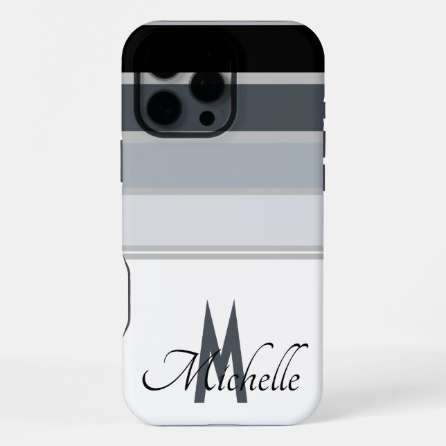 60s stylish monochromatic Stripe pattern monogram iPhone Case (Back)