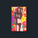 60s theme flower child retro pop art canvas print<br><div class="desc">A cool themed retro pop art print featuring a 60s / 70s theme with a flower child against a flowery colourful brightly coloured background.  Perfect for your vintage retro decor or hippy  psychedelic style room.</div>