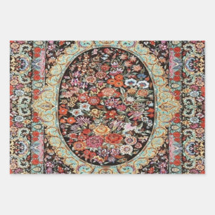60s Vintage Persian Turkish Floral Decoupage Wrapping Paper Sheet
