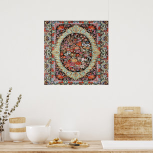 60s Vintage Persian Turkish Floral Flower Pattern Poster