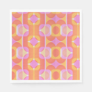 60's vintage retro pink and orange patterned napkin