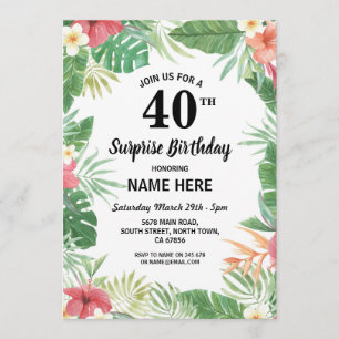 60th 50th 40th 30th Birthday Party Tropical Invite