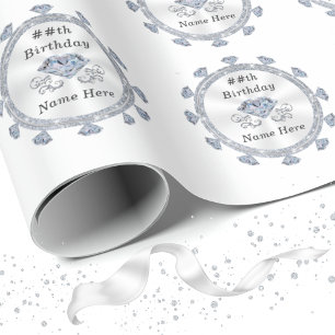 60th, 75th, 100th Diamond Wrapping Paper, Roll Paper