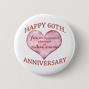60th. Anniversary 2 Inch Round Button