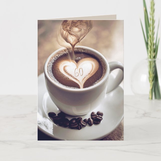 60th Anniversary Coffee With Heart Card (Front)