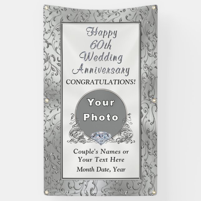 60th Anniversary Decoration Ideas, Diamond Banner (Vertical)