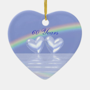60th Anniversary Diamond Hearts Ceramic Ornament