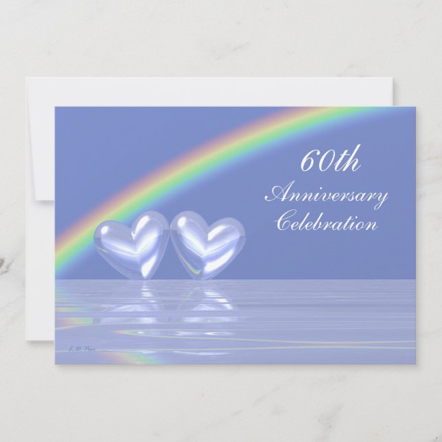 60th Anniversary Diamond Hearts Invitation (Front)