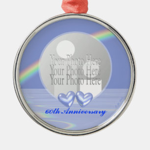 60th Anniversary Diamond Hearts (photo frame) Metal Ornament