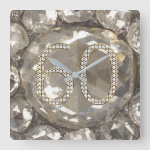 60th Anniversary Diamond Wedding 2017 Elegant Square Wall Clock
