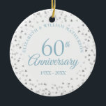 60th Anniversary Hearts Confetti Ceramic Ornament<br><div class="desc">Designed to coordinate with our 60th Anniversary Hearts Confetti collection. Featuring delicate hearts confetti. Personalise with your special sixty years diamond anniversary information in chic lettering. Designed by Thisisnotme©</div>